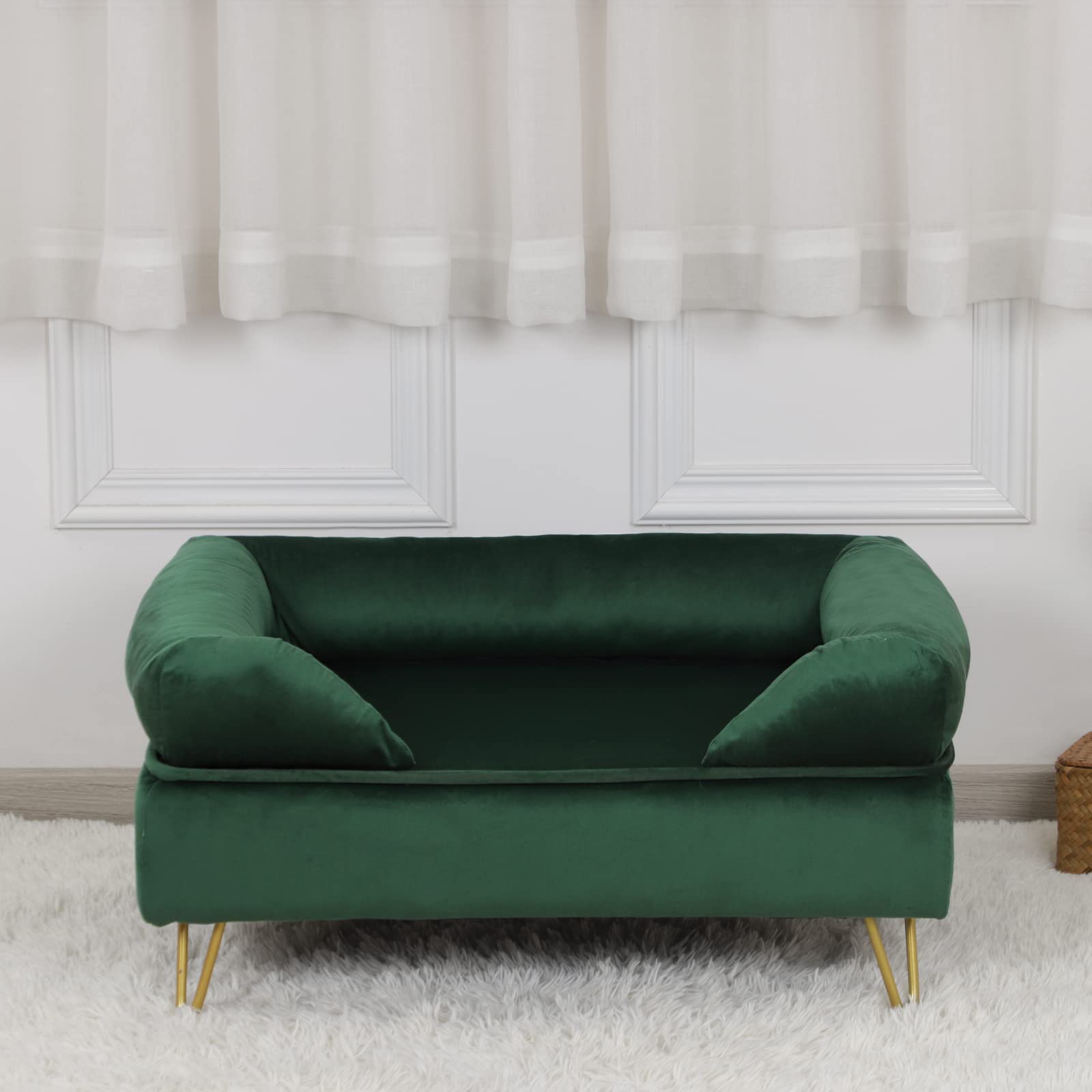 Velvet Pet Sofa with Wooden Frame