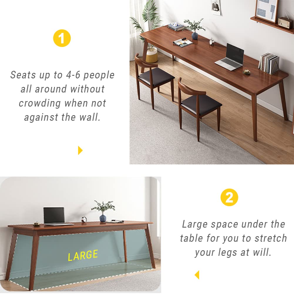 63" Mid-Century Long Desk - 2-Person Wood Computer Workstation