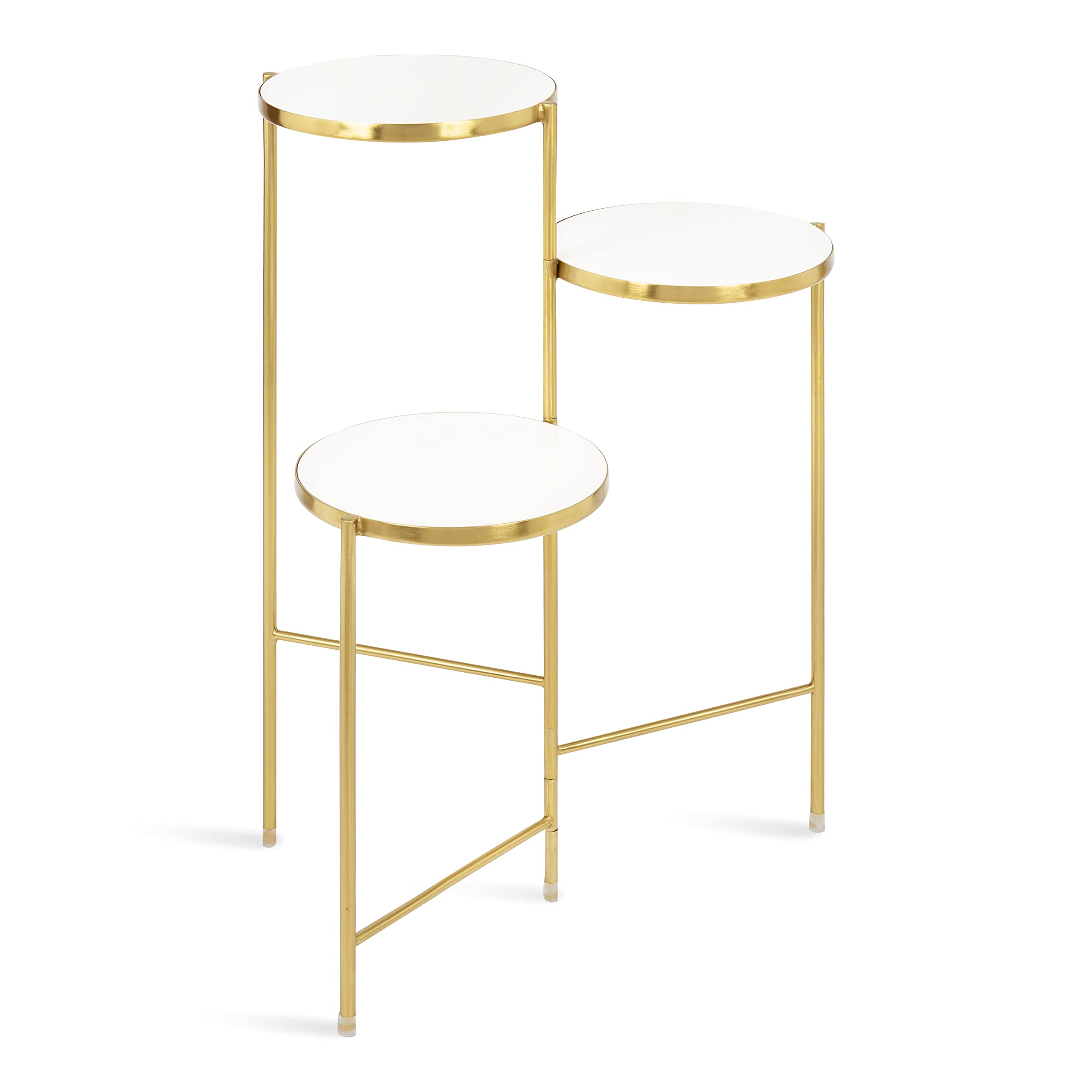 Modern Tri-Level Plant Stand White and Gold