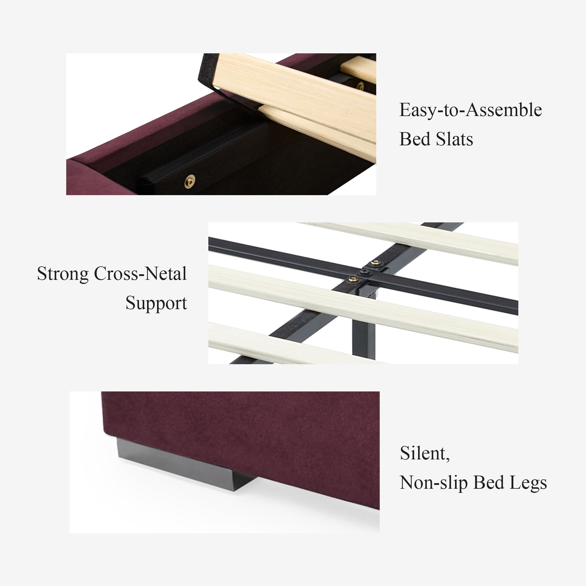 Queen Platform Bed with LED Lights and Nightstands
