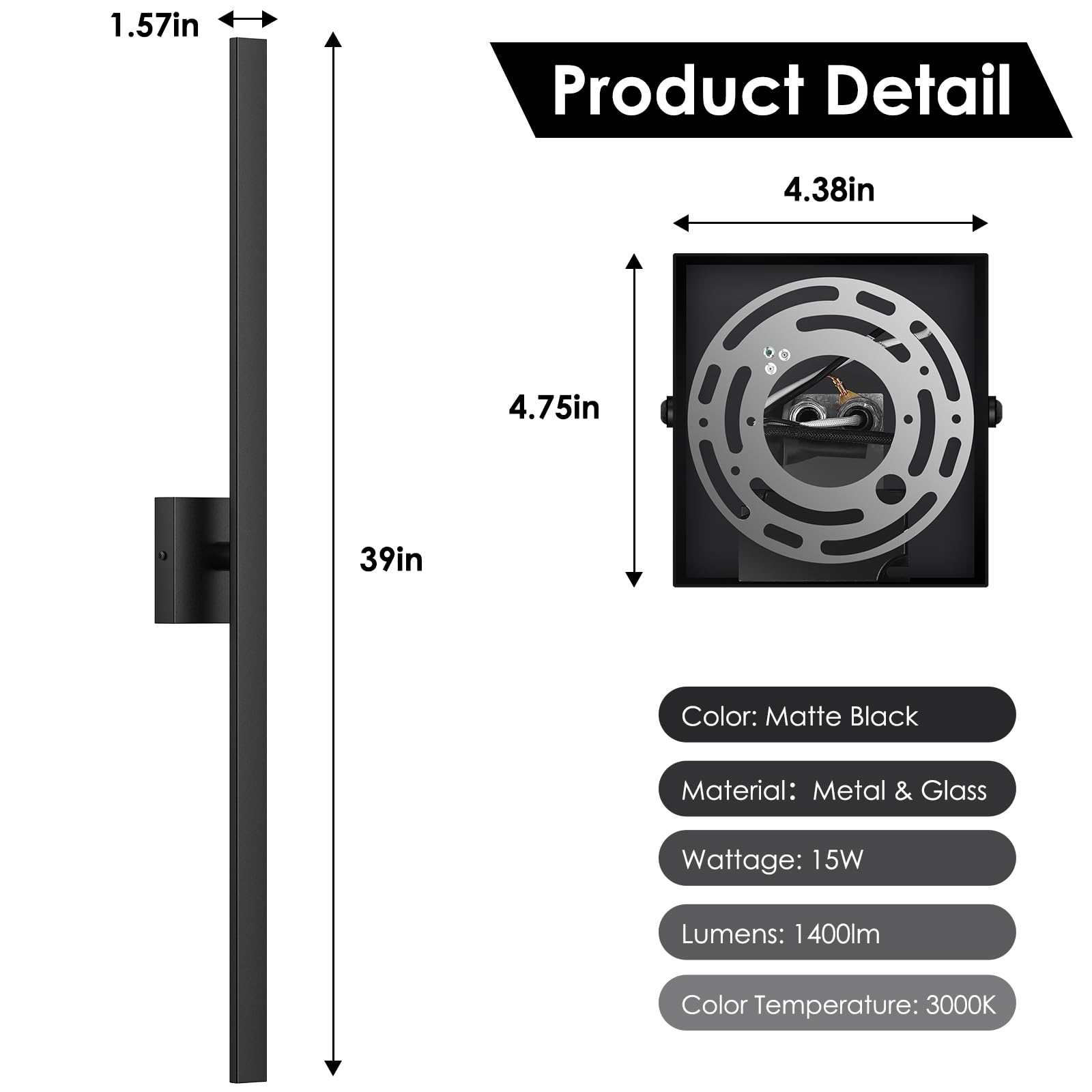 39-Inch Modern LED Outdoor Wall Lights