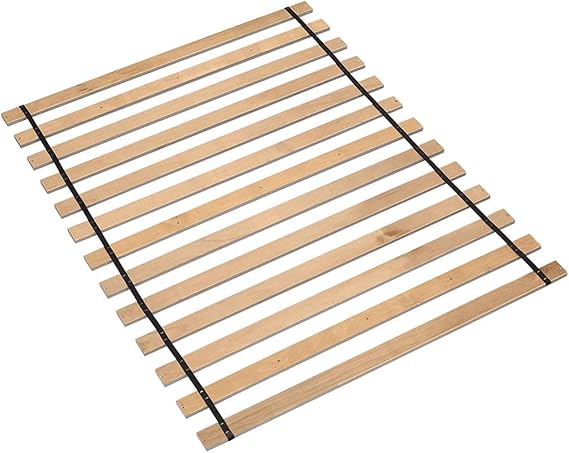 Wooden Mattress Support Bunkie Board Roll Slat with Nylon Cord Full Beige