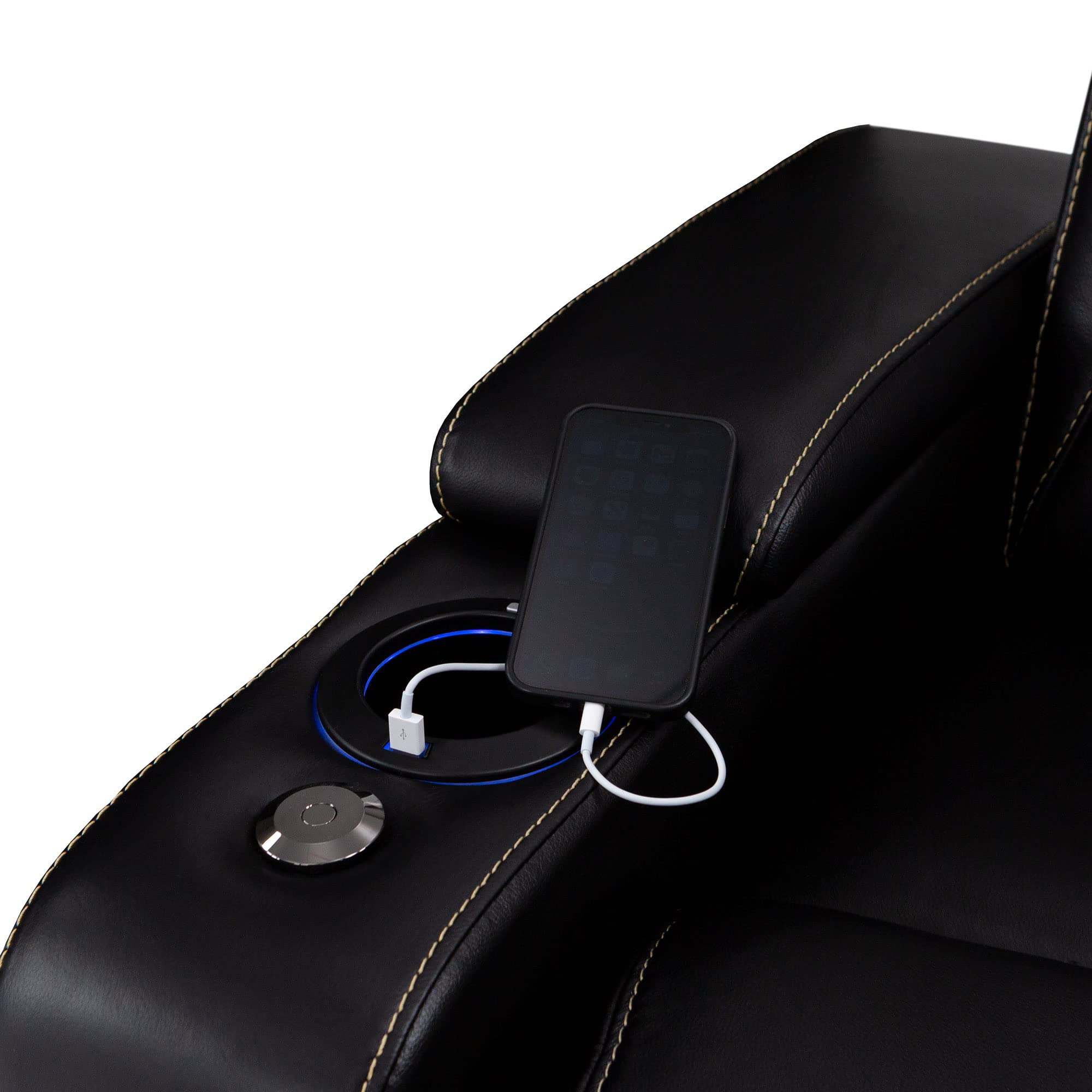 Paladin Home Theater Seating - Heat & Massage, Powered Headrest & Lumbar, Italian Leather, Row of 4