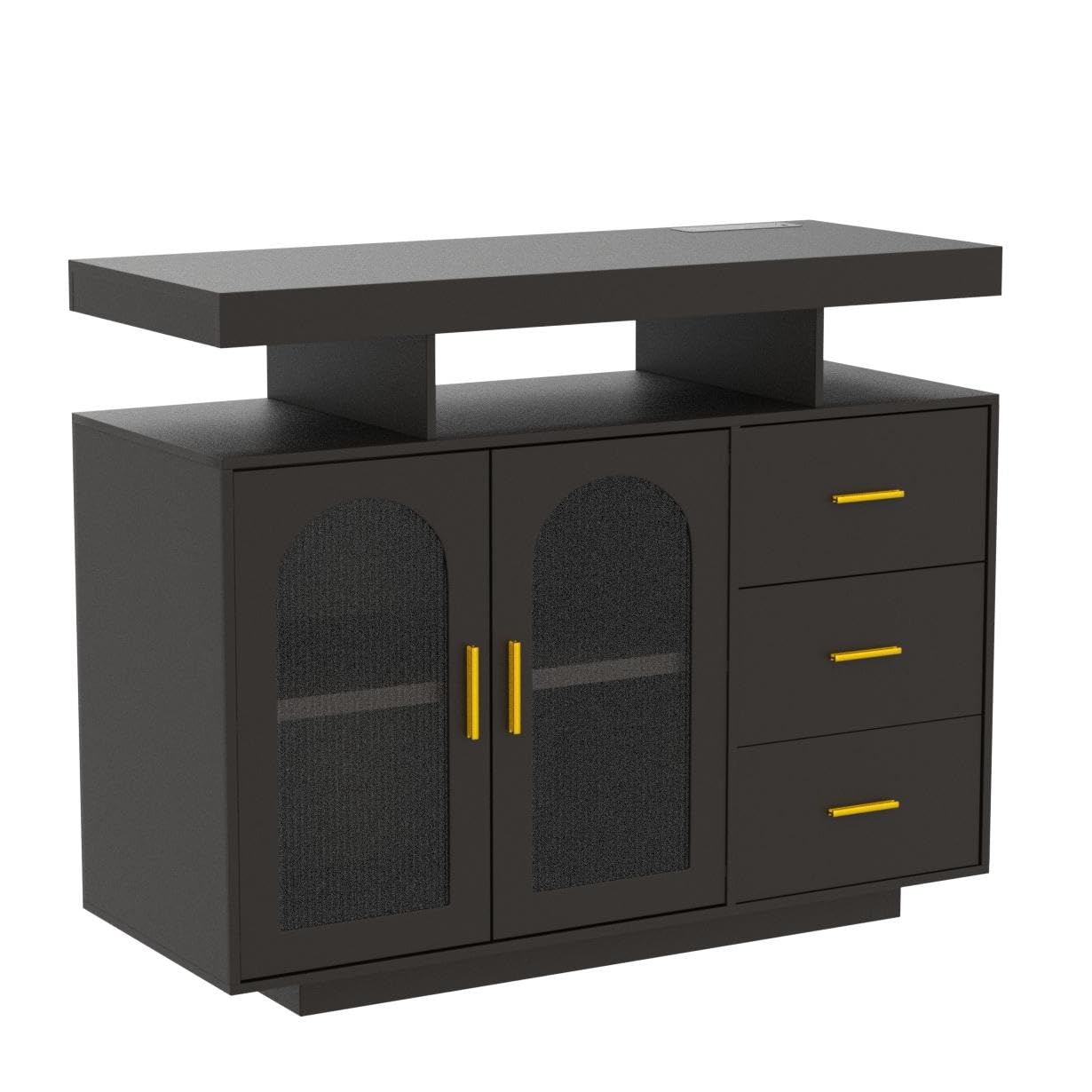 LED Coffee Bar Cabinet with Charging Station
