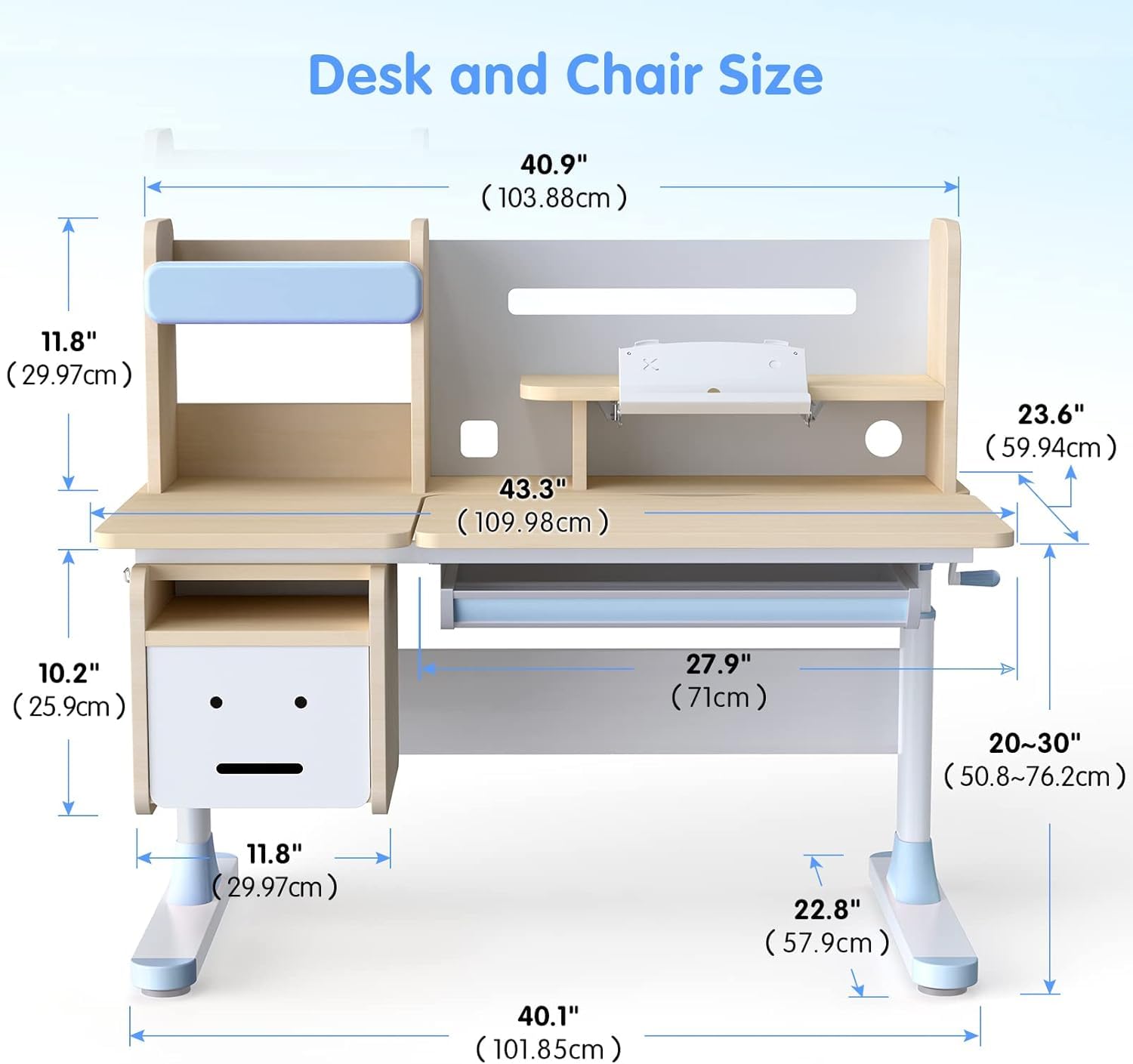 Adjustable Height Kids Study Desk with Chair