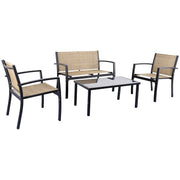 4-Piece Patio Furniture Set with Glass Coffee Table