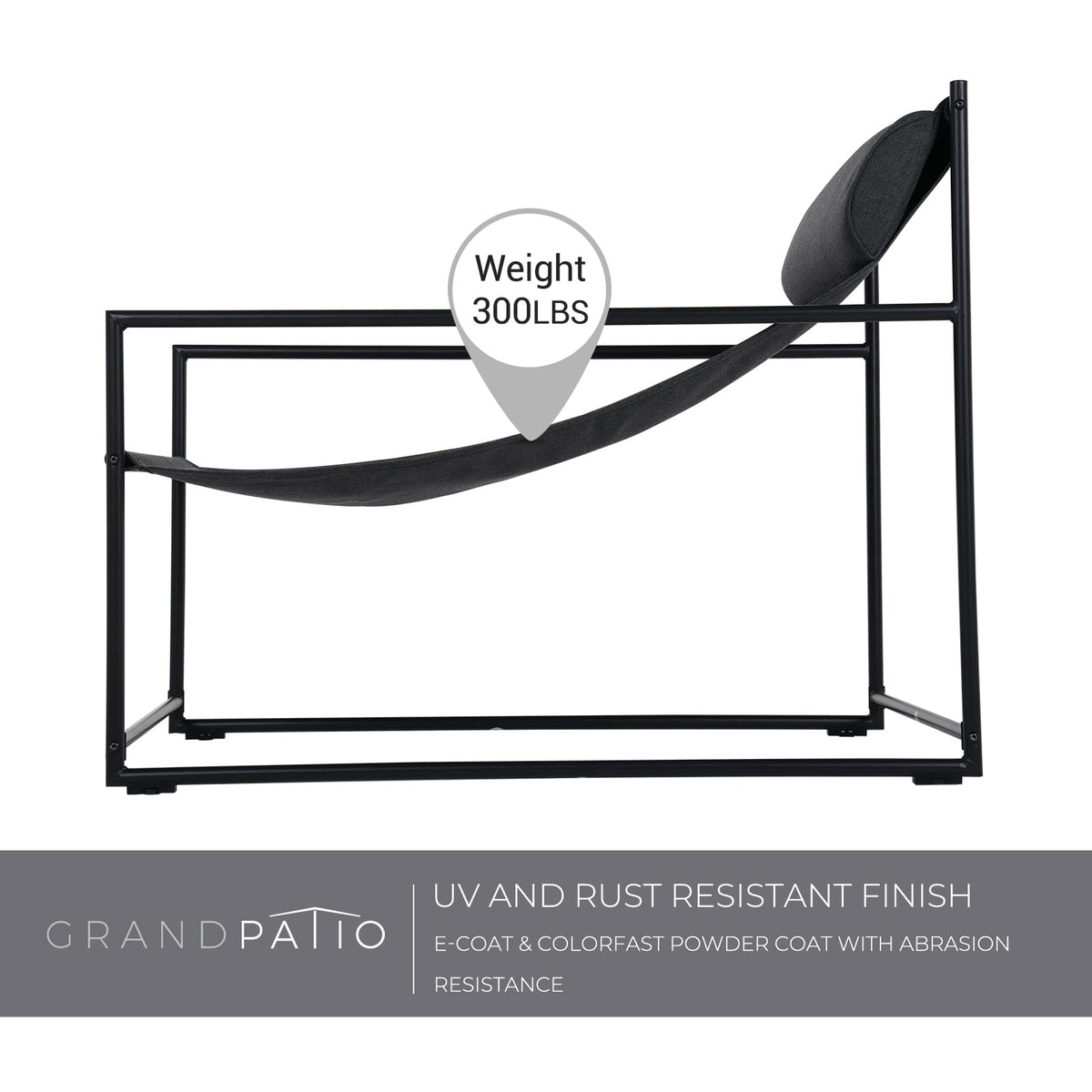 Outdoor Modern Sling Lounge Chair with Removable Headrest