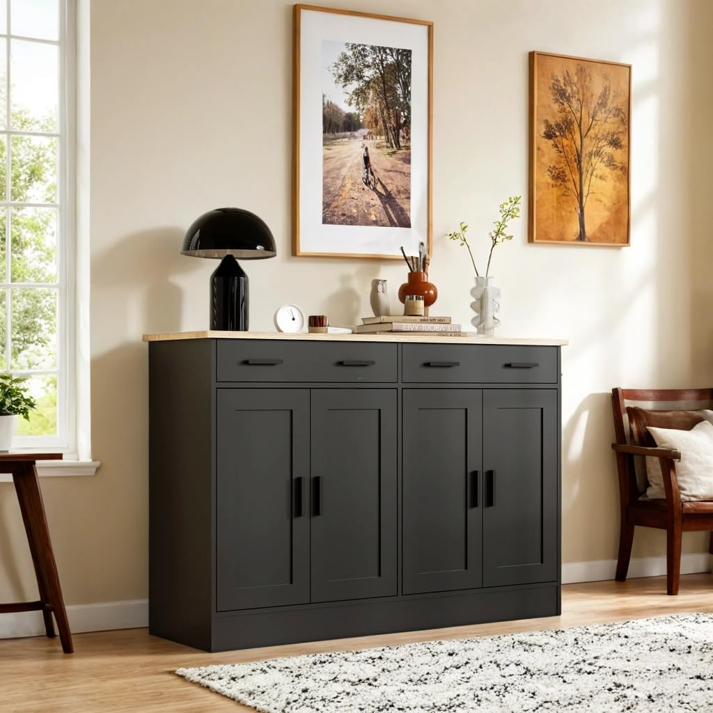 Black Buffet Cabinet with Storage