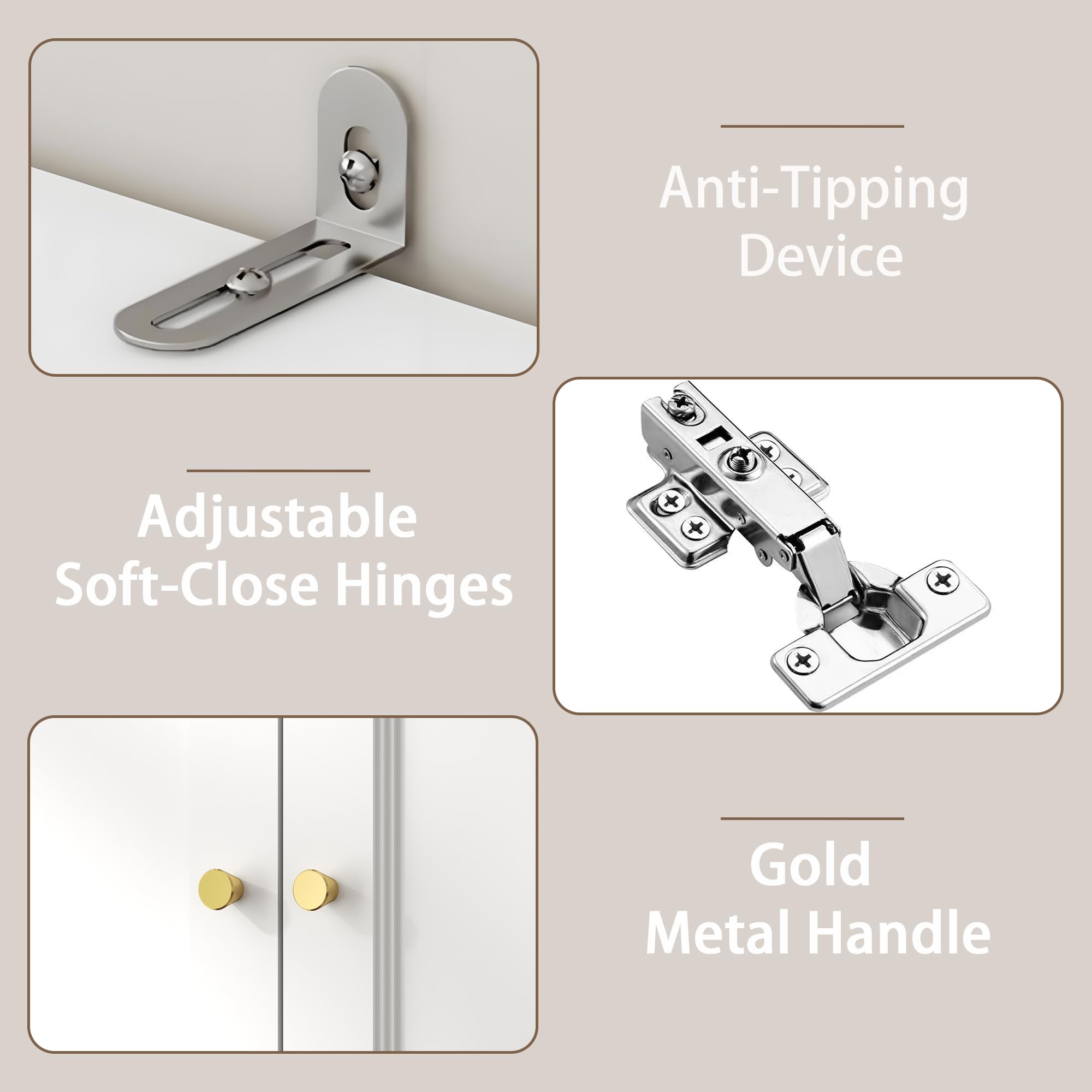 Armoire Wardrobe Closet with 4 Drawers and 4 Doors