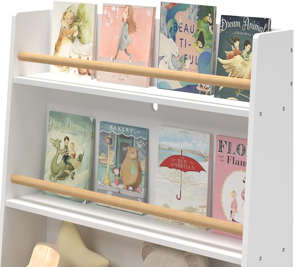 Kids 3-Tier Bookshelf with Toy Storage