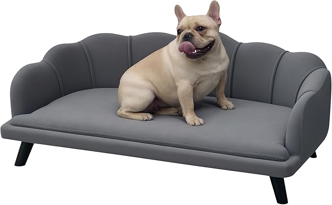 Velvet Large Dog Couch with Foam Cushion