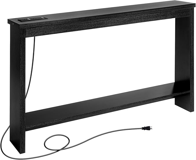 Narrow Console Table with Outlet and USB Charging Station