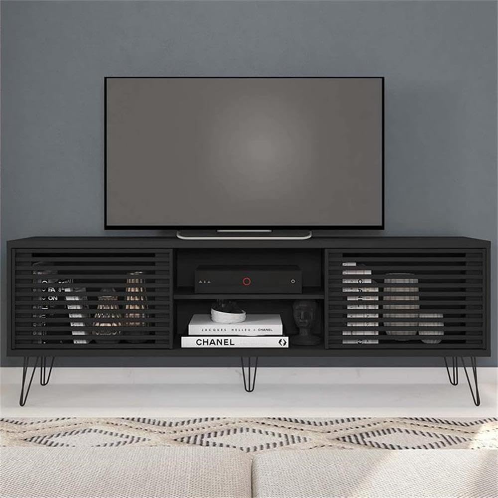 Mid-Century Modern TV Stand 70 Inch Black