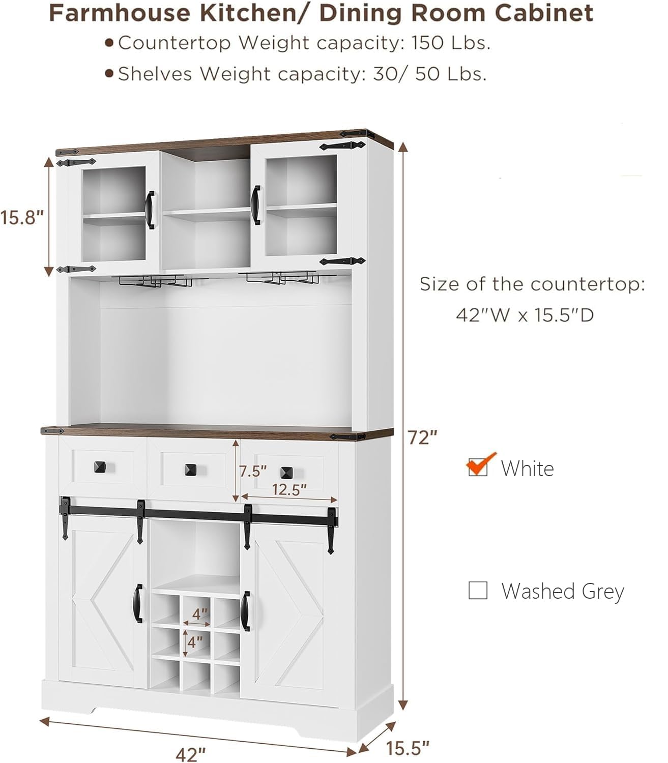 Farmhouse Bar Cabinet with Sliding Barn Door