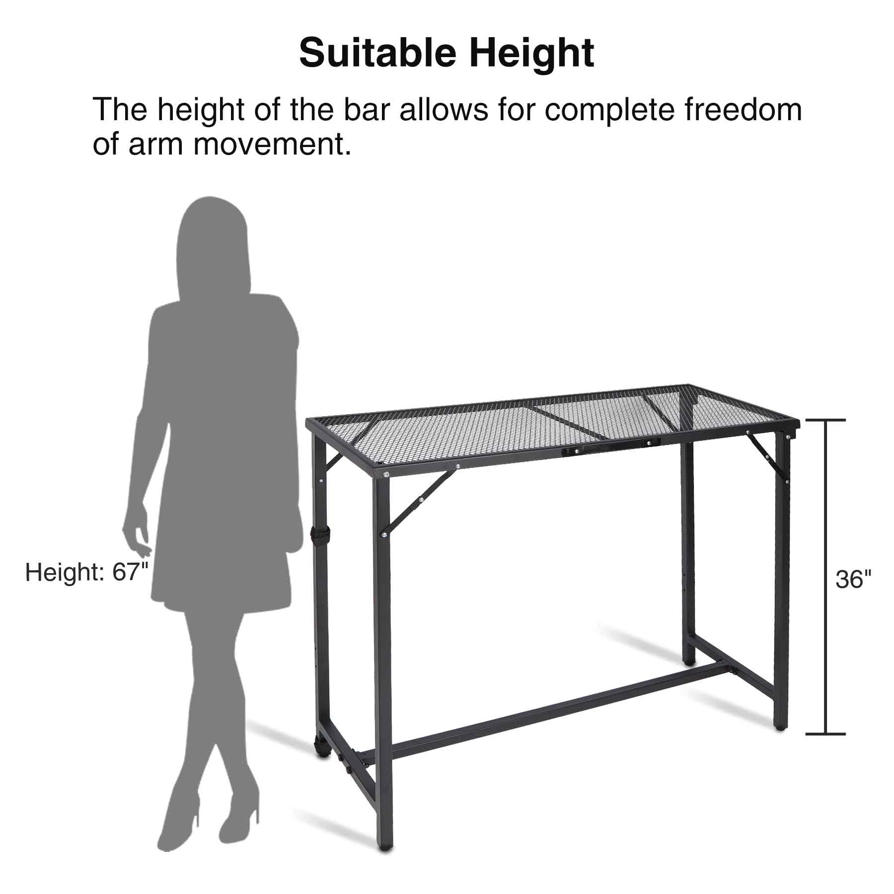 39 Inch Folding Outdoor Bar Table with Waterproof Mesh Top