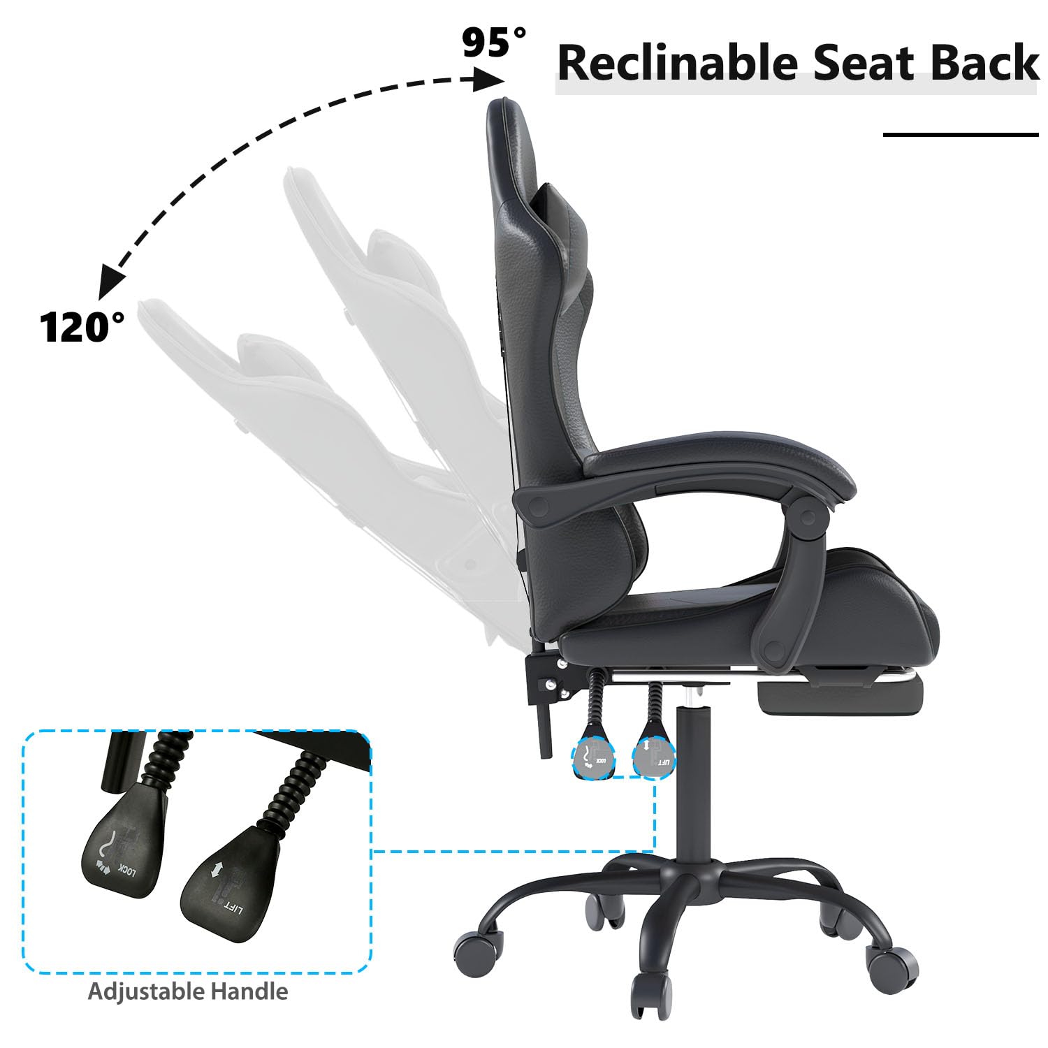 Gaming Chair with Headrest and Lumbar Support