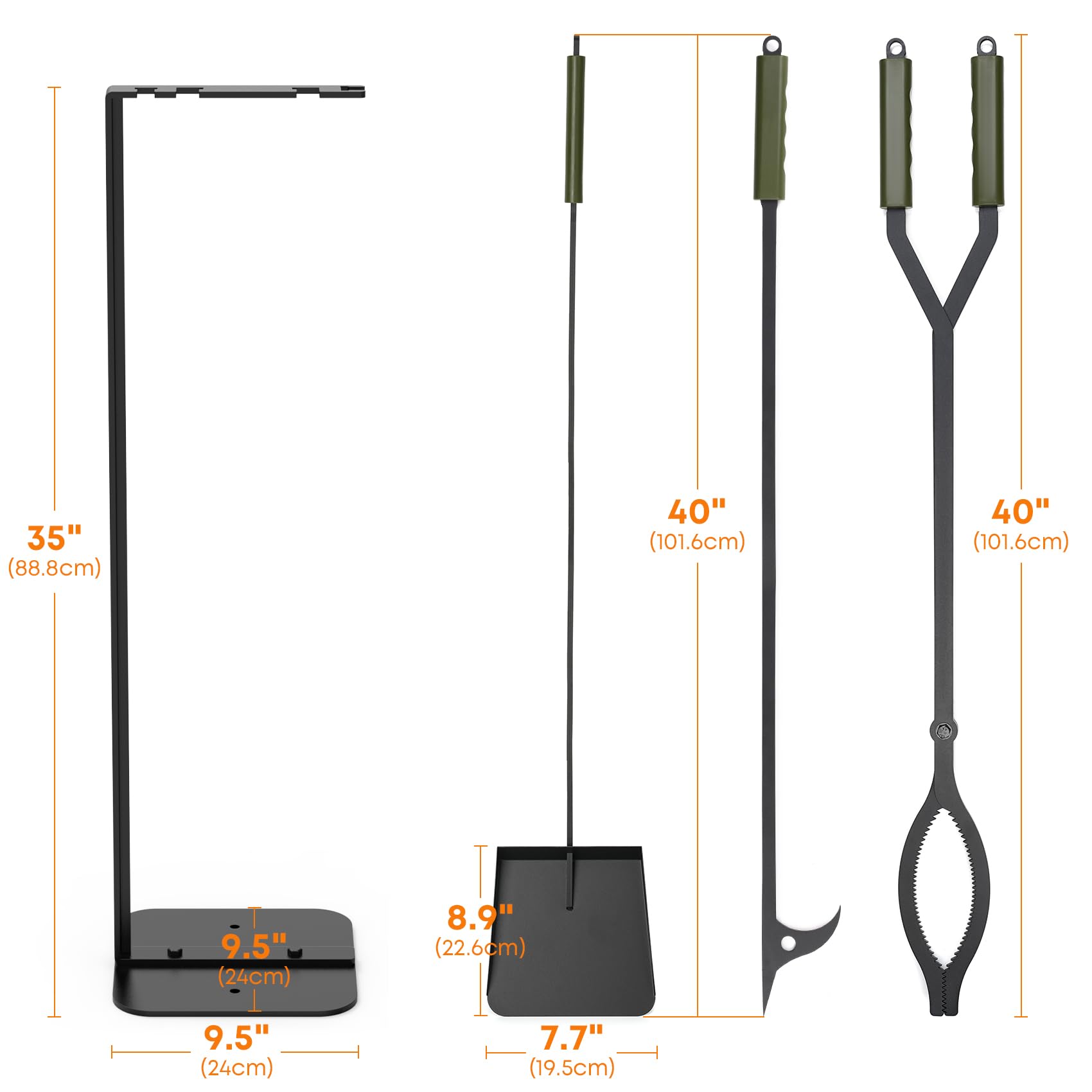 3-Piece Fire Pit Tool Set with 40" Poker