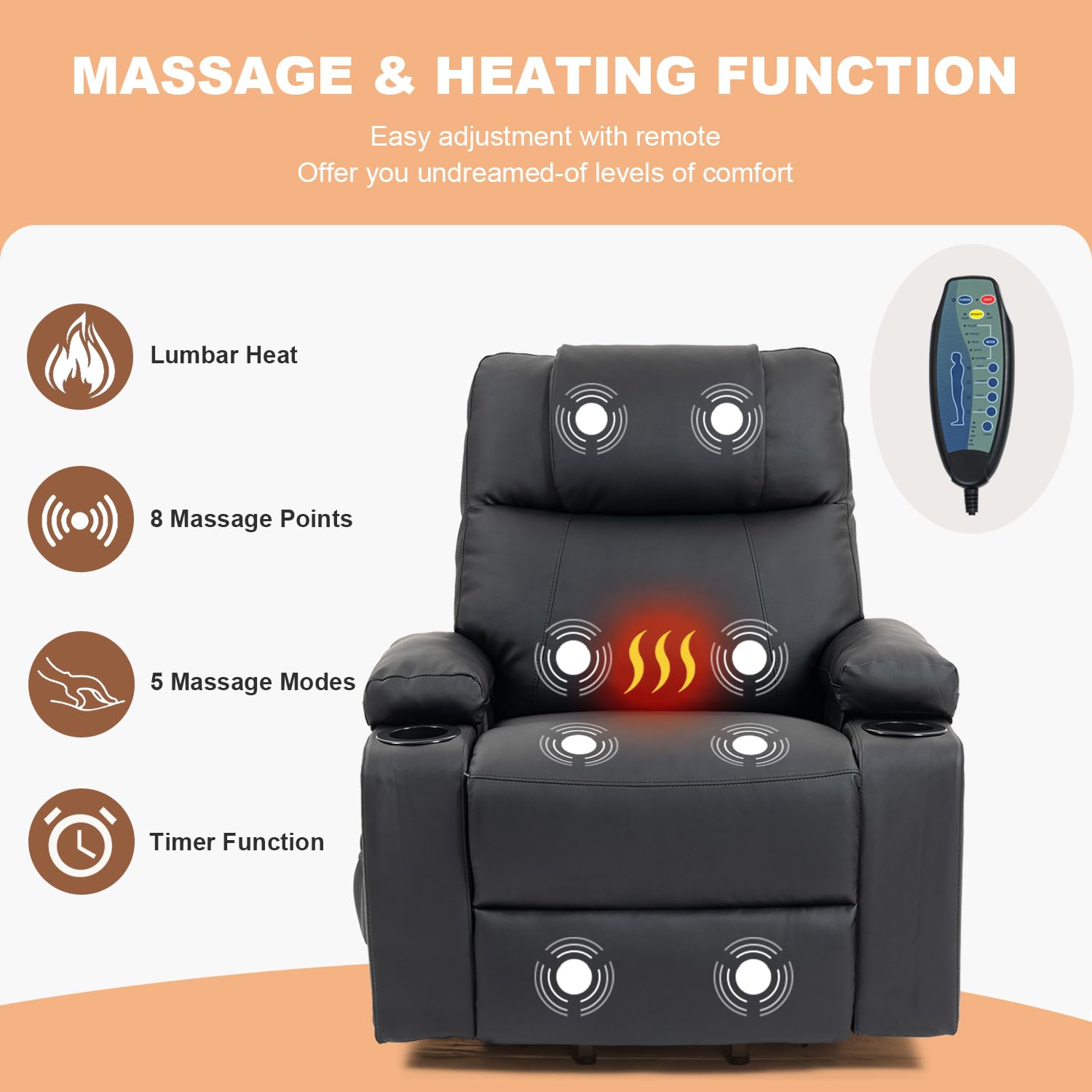 Power Lift Recliner with Massage and Heat