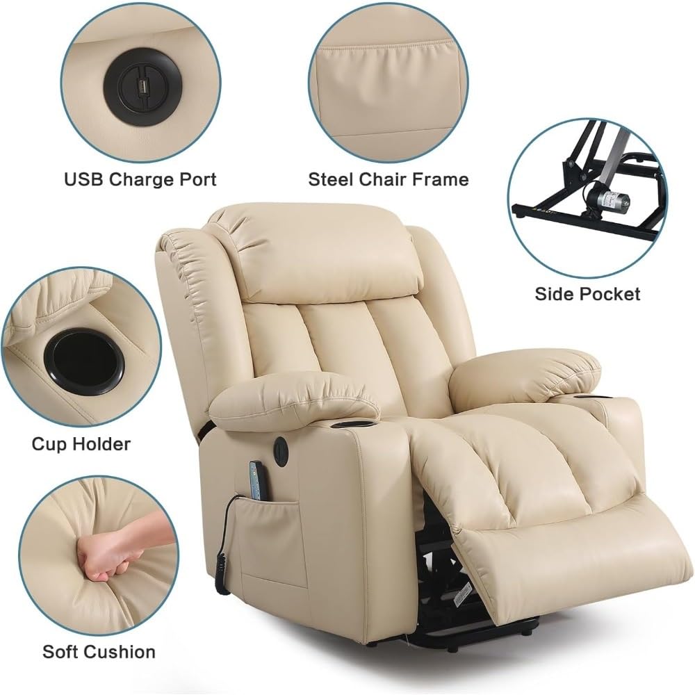 Power Lift Recliner Chair with Massage and Heat