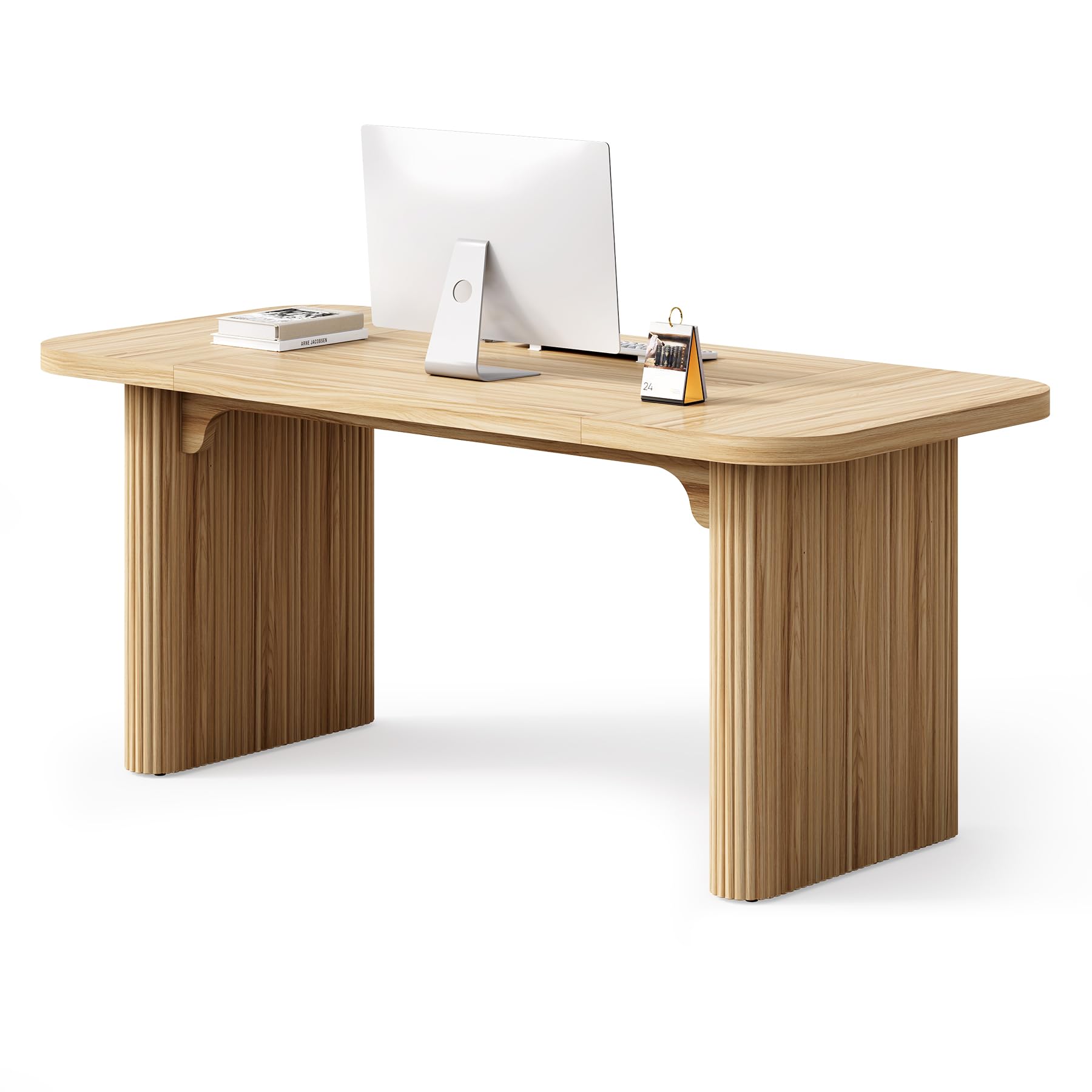 62-Inch Home Office Computer Desk with Textured Double Base