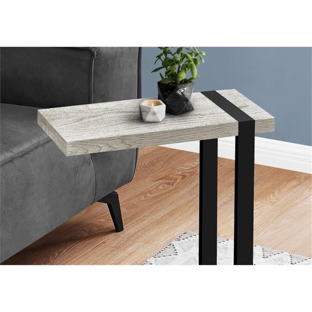 C-Shaped Accent Table - Grey & Black Metal Frame with Laminate Top