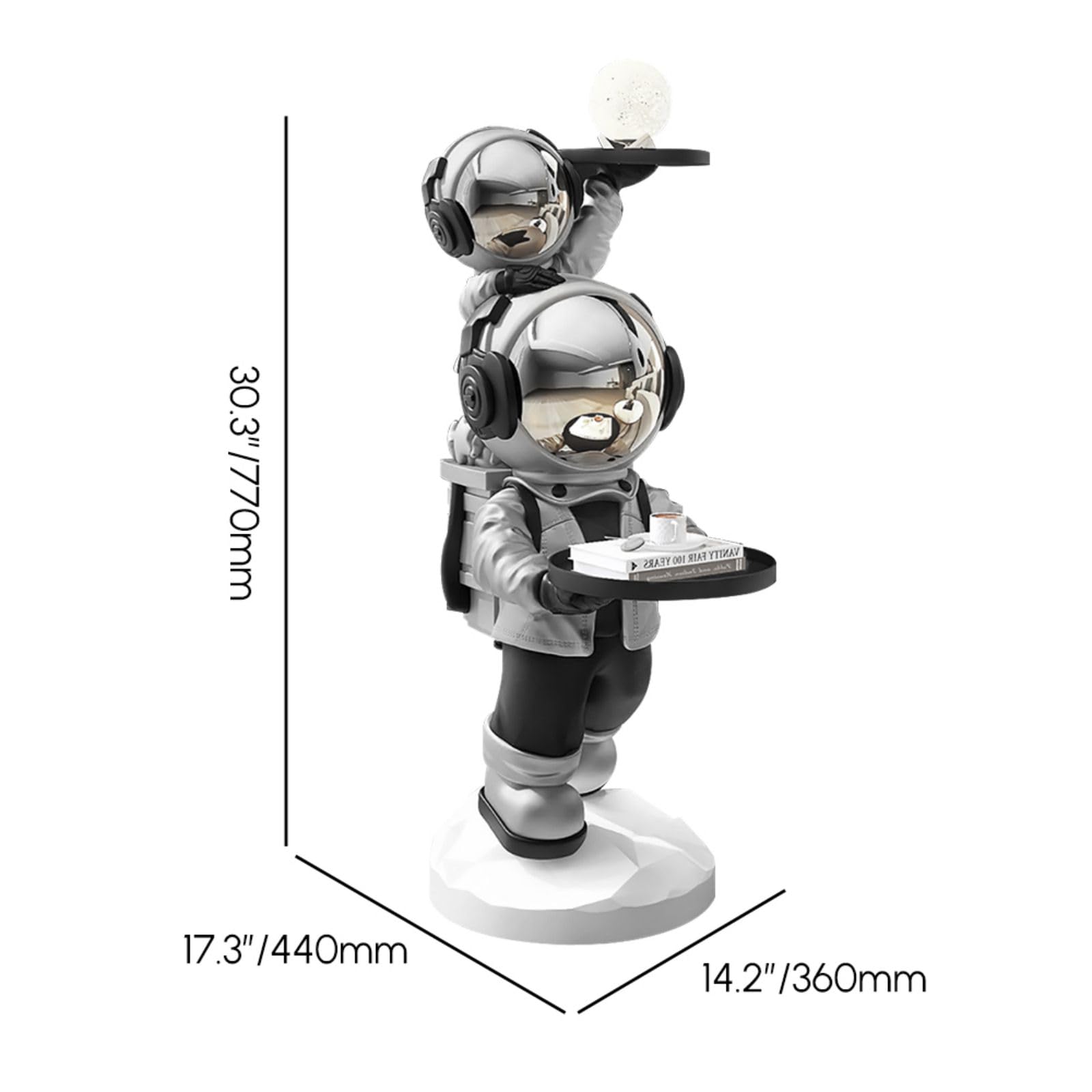 Astronaut Floor Sculpture with Dual Tray Top