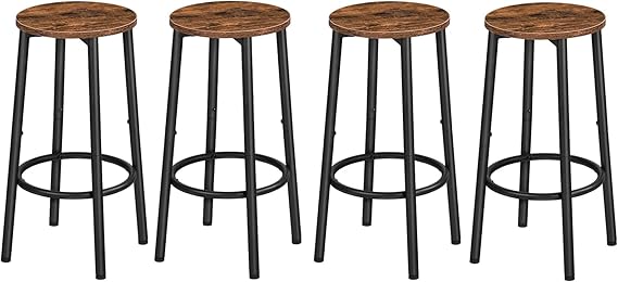Rustic Brown Bar Stools Set of 2 with Footrest