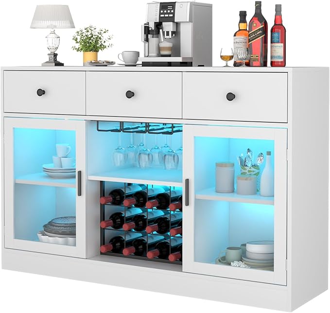 LED Bar Cabinet with Wine Rack Storage