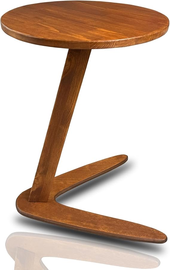 C-Shaped Solid Wood End Table