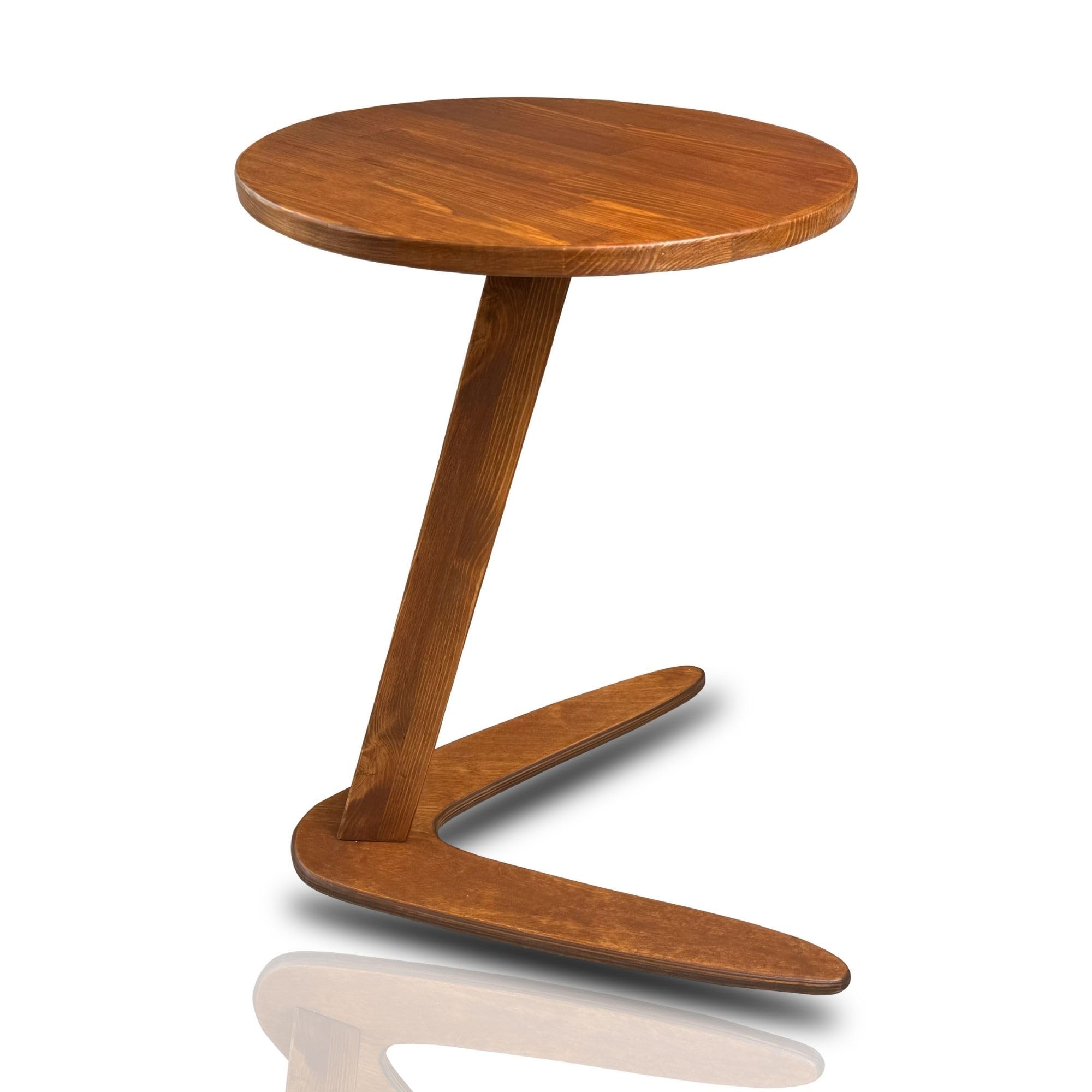 C-Shaped Solid Wood End Table
