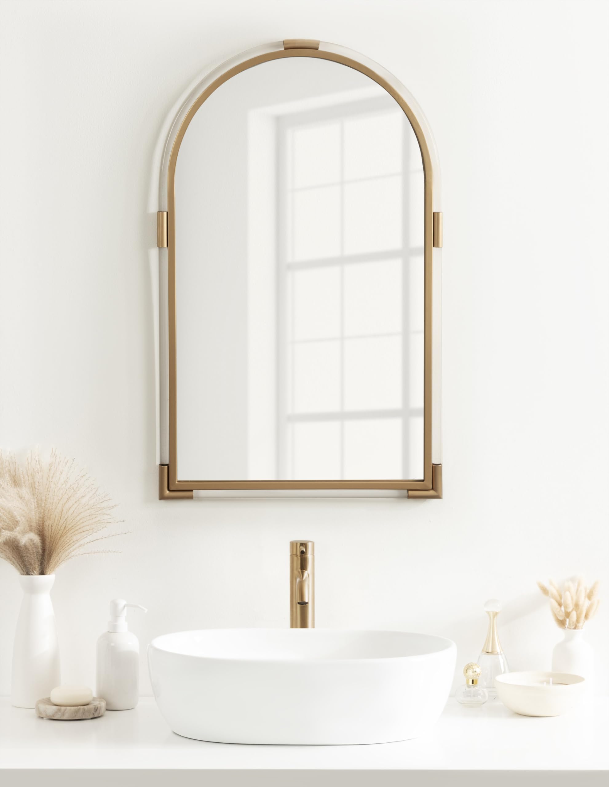 Acrylic Arch Mirror with Metal Detailing