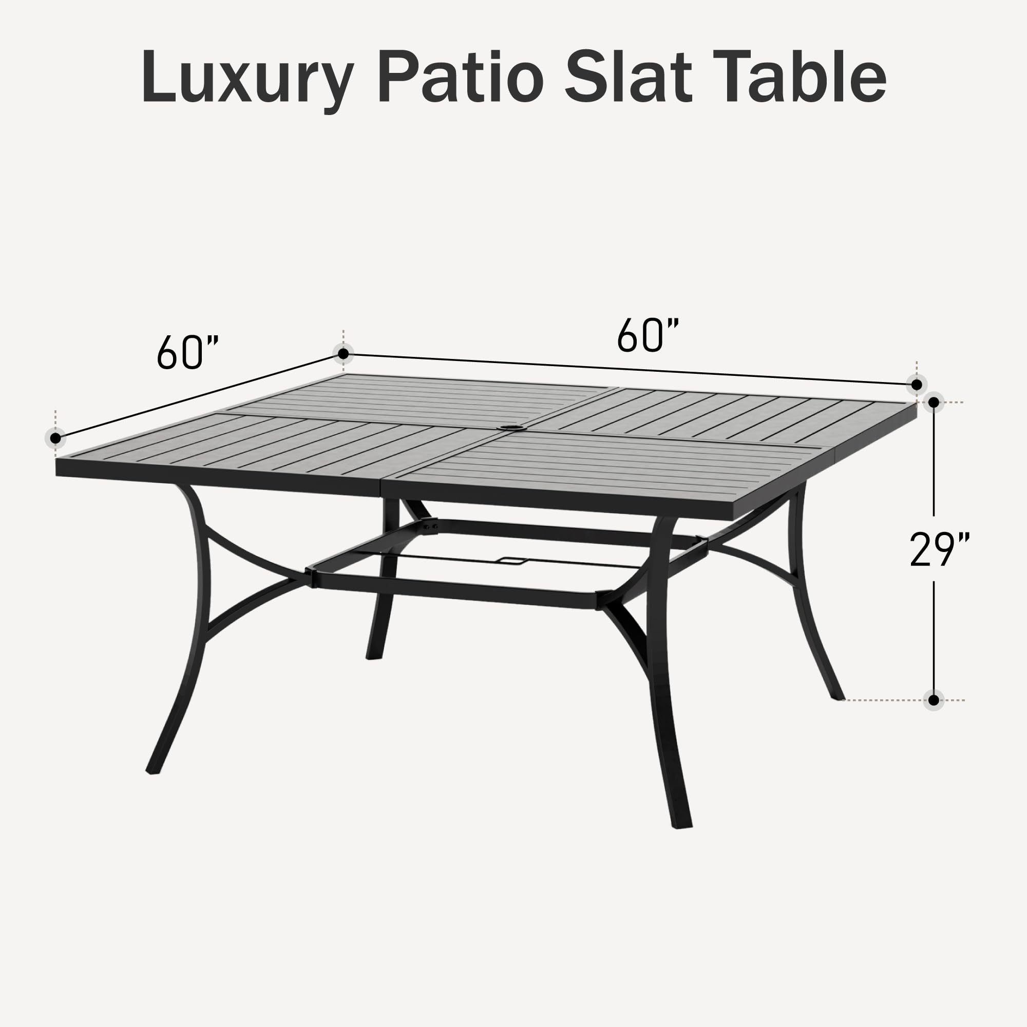 Large Outdoor Square Dining Table for 8