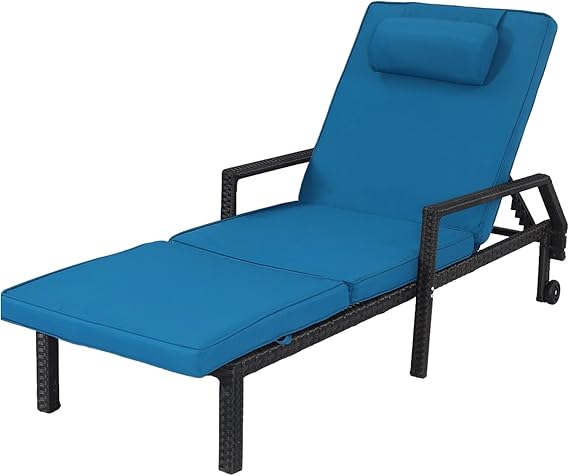 Adjustable Patio Chaise Lounge Set with Cushions