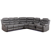 Faux Leather Reclining Sectional Sofa with LED Light and USB Chargers
