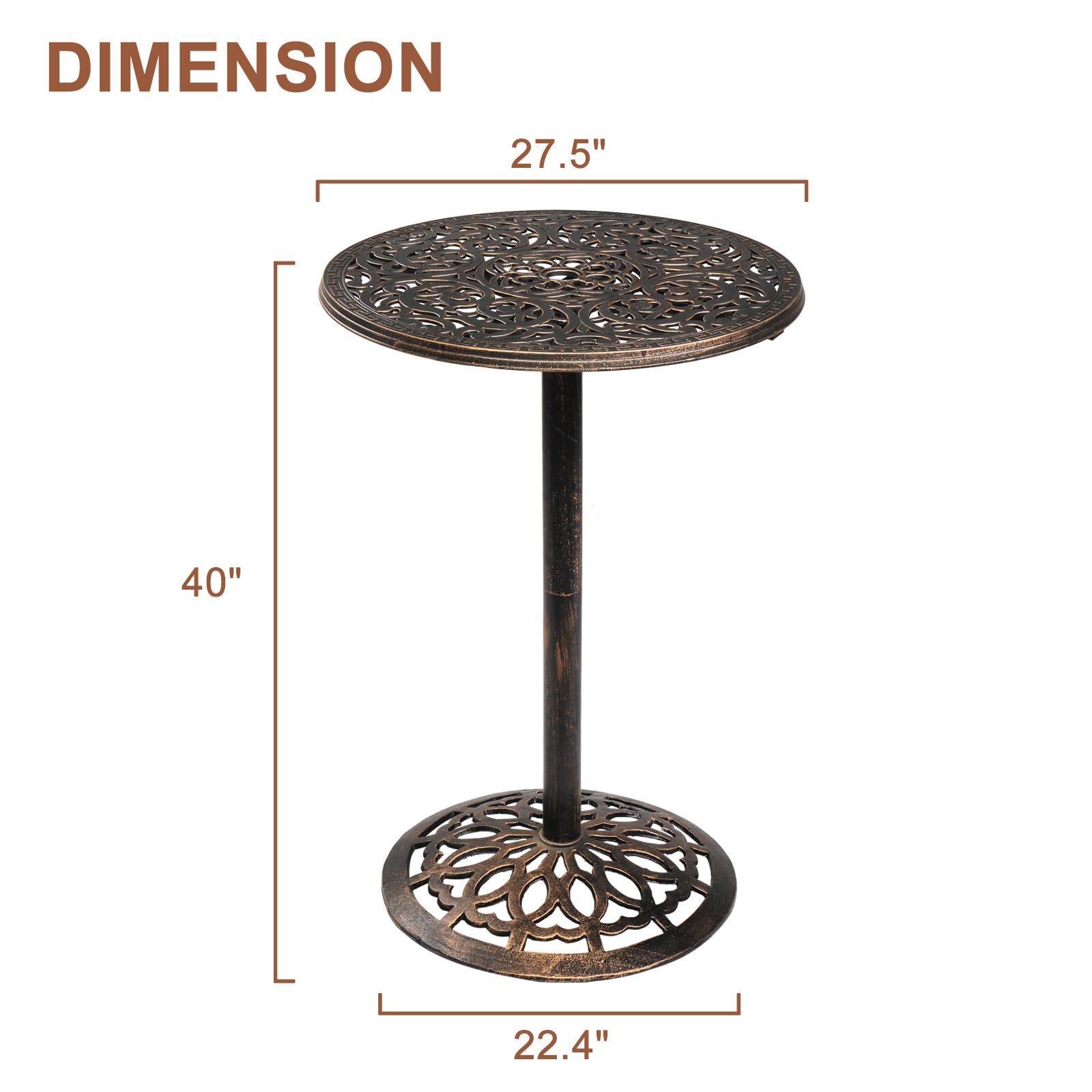 40" Round Cast Aluminum Bar Table