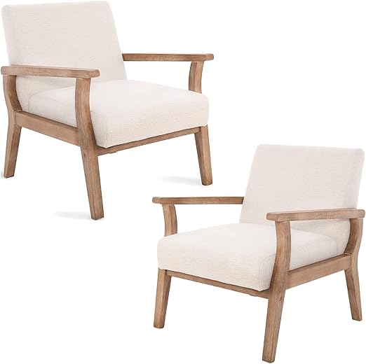 Mid-Century Modern Linen Accent Chair