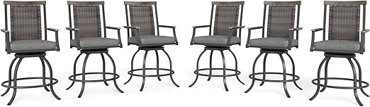 Swivel Rattan Bar Stool Set of 4