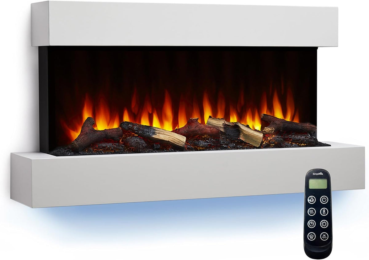 36-Inch Wall Mount Electric Fireplace with 50-Inch Floating Mantel