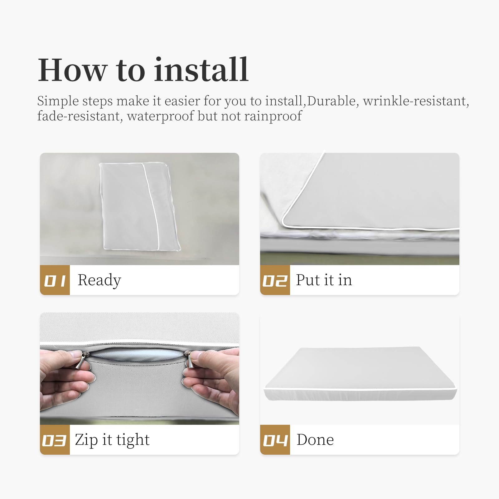 Twin Size Outdoor Patio Daybed Cushion Cover with Zipper