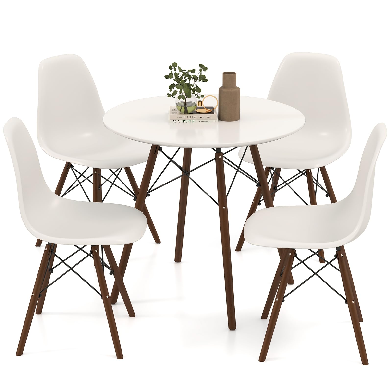 Round Dining Table Set for 4 - 5 Piece Breakfast Nook with Chairs