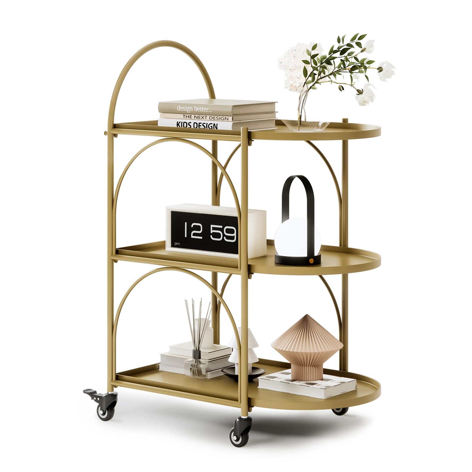 Metal Bar Cart with Lockable Wheels