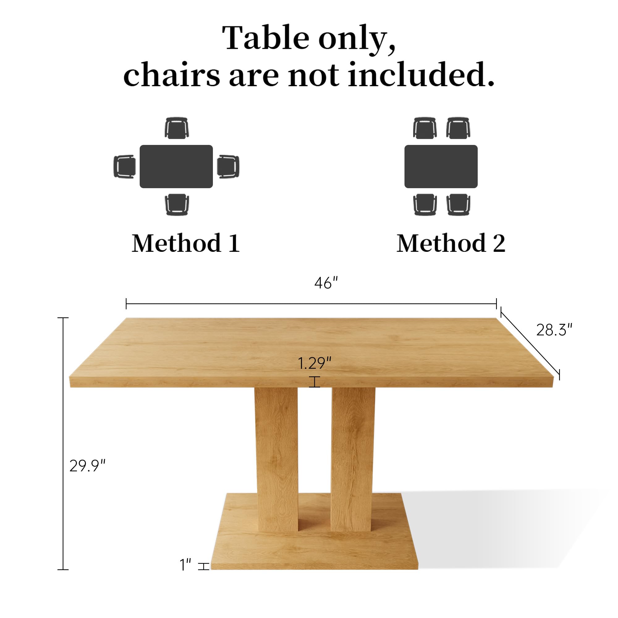 46" Rectangular Dining Table with Oak Finish