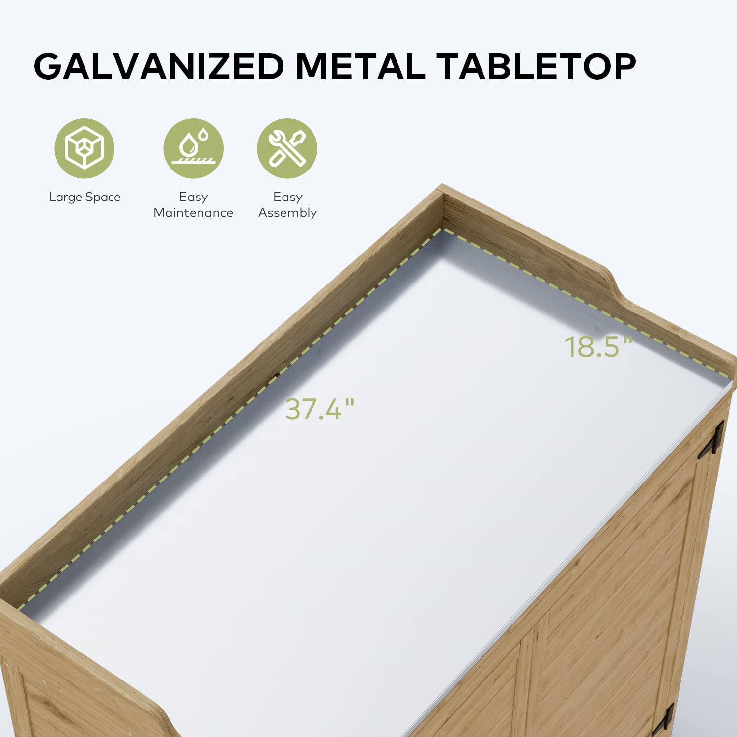 Outdoor Potting Bench with Metal Tabletop
