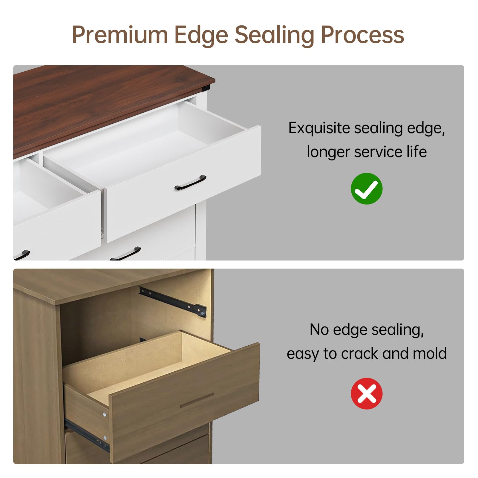 6 Drawer Dresser Chest 52 Inch Wide Modern Storage Organizer