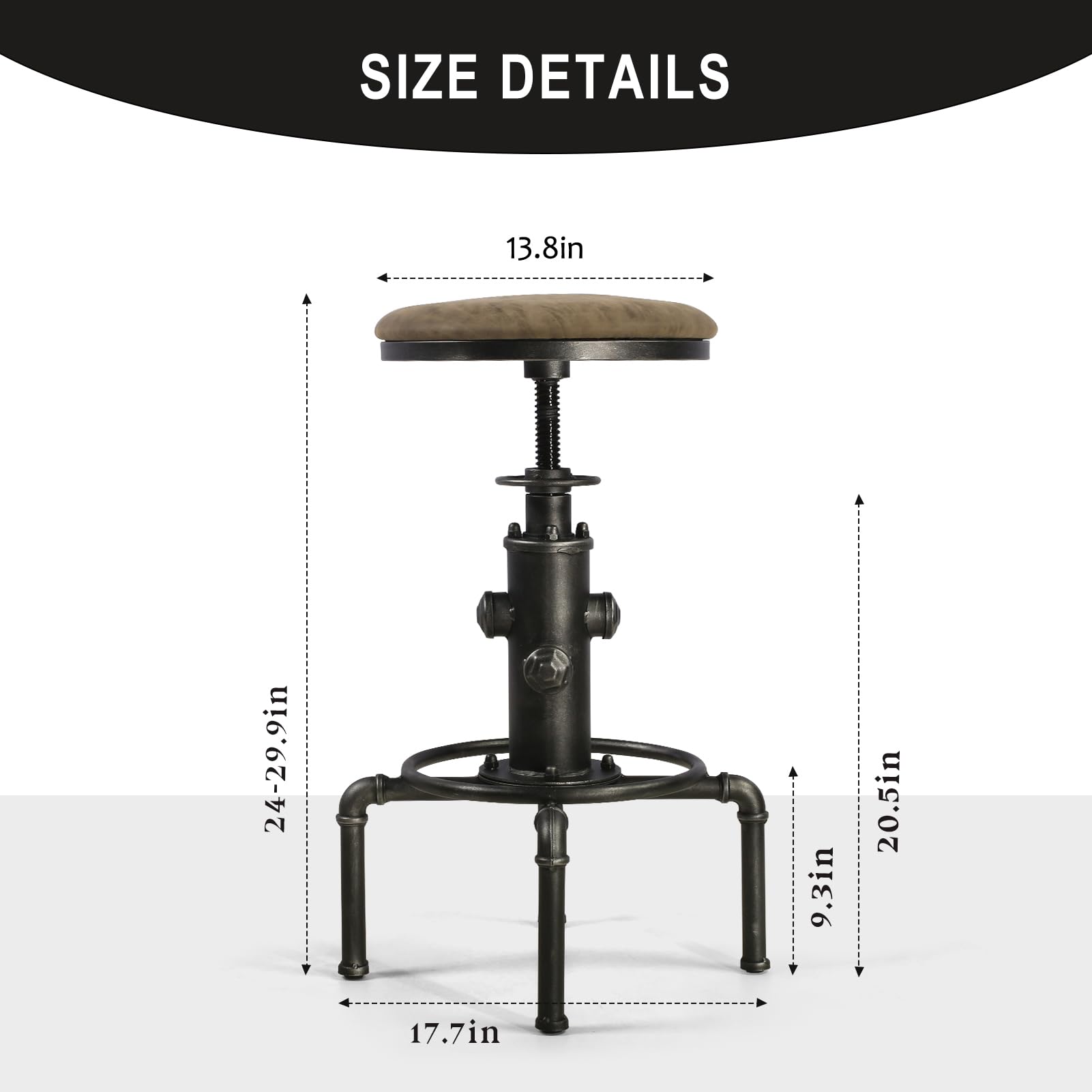 5 Piece Industrial Pub Bar Set with Height Adjustable Table and Stools