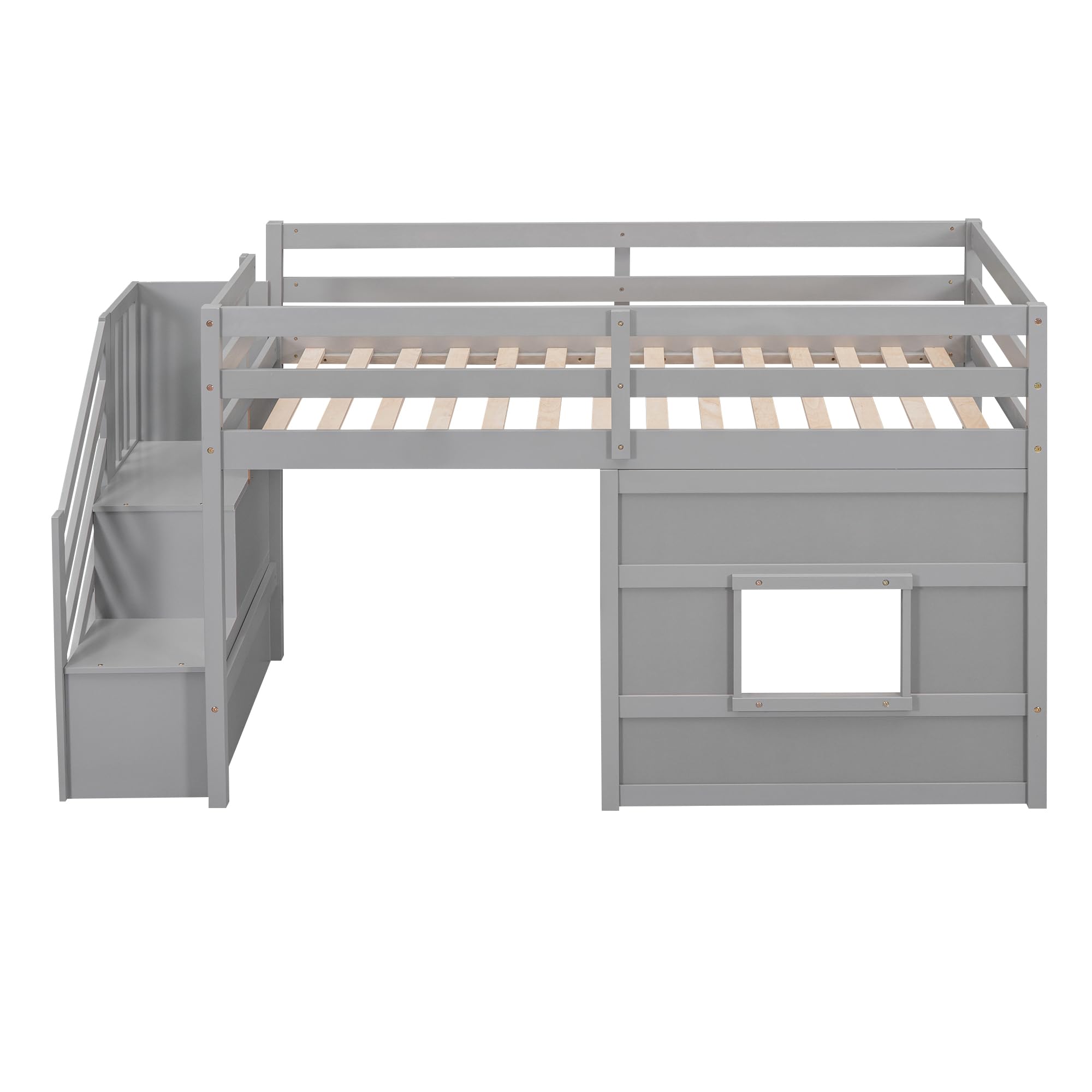Twin Loft Bed with Storage Staircase and Underbed Space
