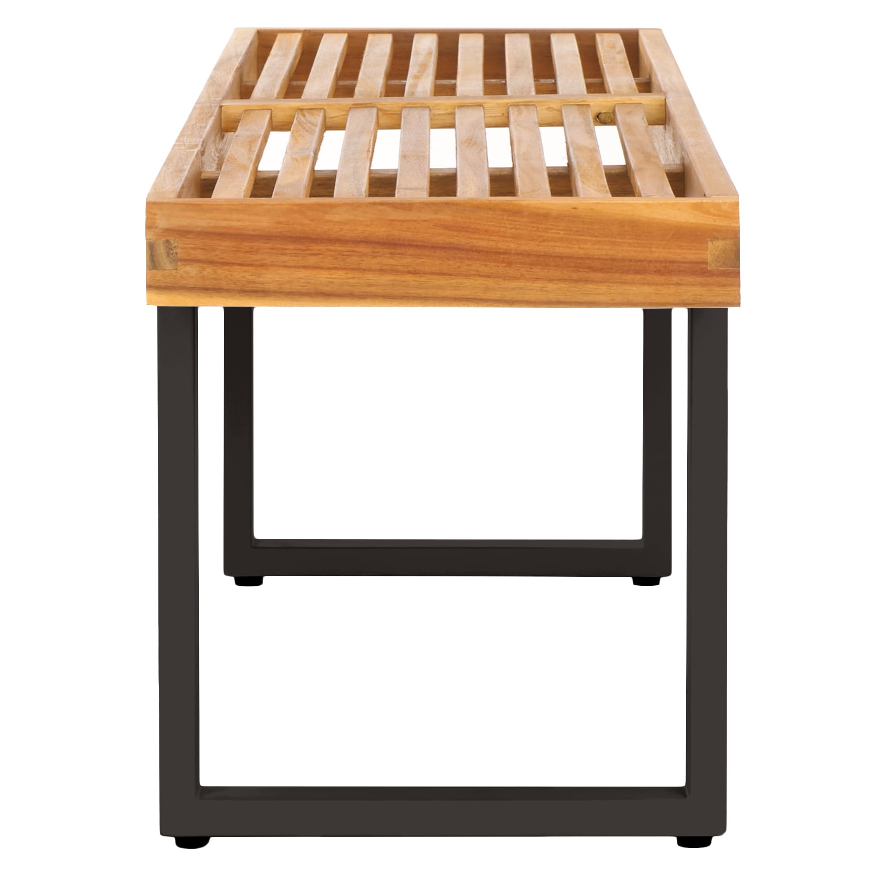 Monti 2 Seater Outdoor Bench Natural Acacia Wood Black Metal Legs
