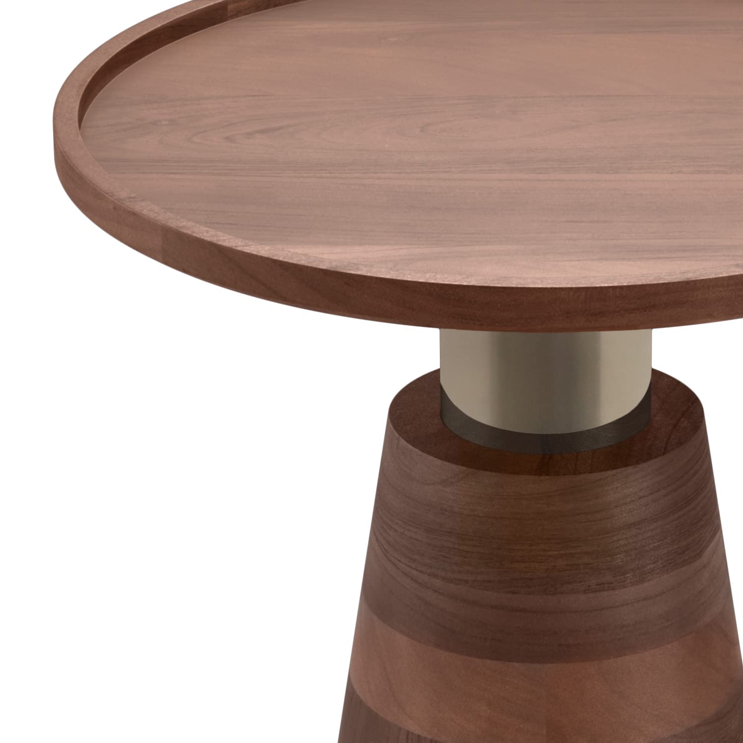 Kramer End Table - 16 Inch Round Acacia Wood Accent Table with Cone Pedestal Base