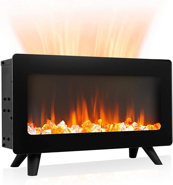 16" Freestanding Electric Fireplace Heater with 3D Flame