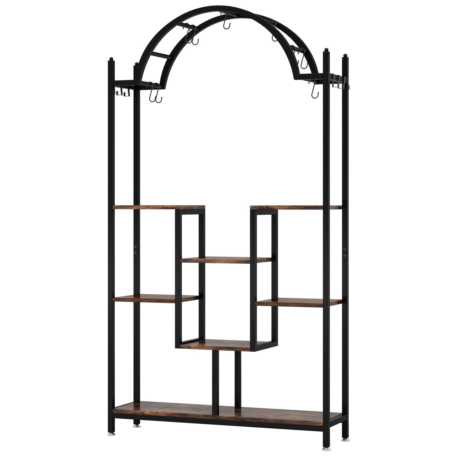 5-Tier Arched Plant Stand with Hanging Hooks